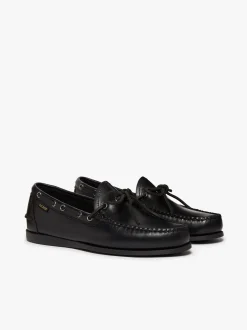 Clearance Camp Moc Decker Shoes Black Pull up leather Boat Shoes