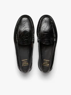 Discount x Maharishi Larson Penny Loafers Black Embossed Leather Penny Loafers