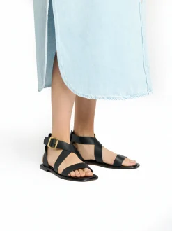 Outlet Marina Ankle Strap Sandal Leather Women Sandals