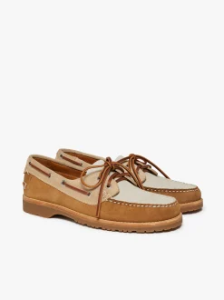 Outlet Mini Lug Hampton Tan and Oiled Suede Boat Shoes
