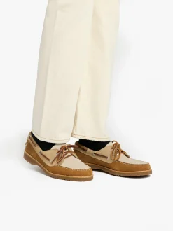 Outlet Mini Lug Hampton Tan and Oiled Suede Boat Shoes