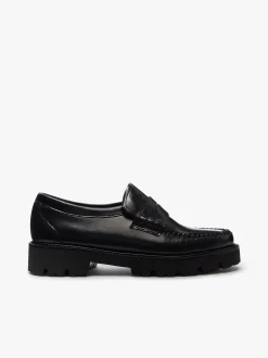 Discount Weejuns Grace Super Lug Penny Loafers Black Leather Women Chunky Loafers