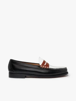 Outlet Weejuns Larson Colour Block Loafers Soft black, white and cognac leather Penny Loafers