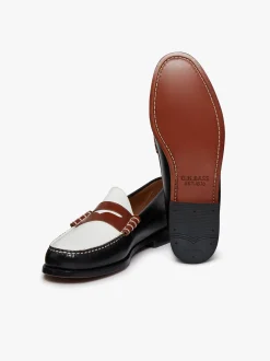 Outlet Weejuns Larson Colour Block Loafers Soft black, white and cognac leather Penny Loafers