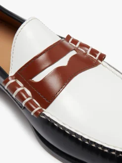 Outlet Weejuns Larson Colour Block Loafers Soft black, white and cognac leather Penny Loafers