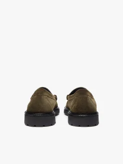 Weejuns Larson Lug Penny Loafers Combat Suede and Olive Corduroy Penny Loafers
