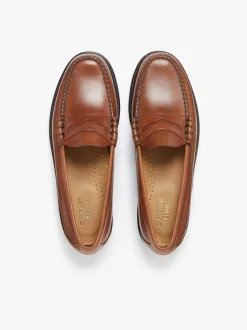 Outlet Weejuns Larson Penny Loafers Tan pull up leather Penny Loafers