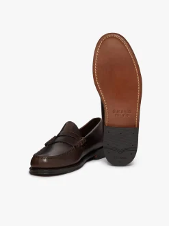Discount Weejuns Larson Penny Loafers Chocolate Pull Up Leather Penny Loafers