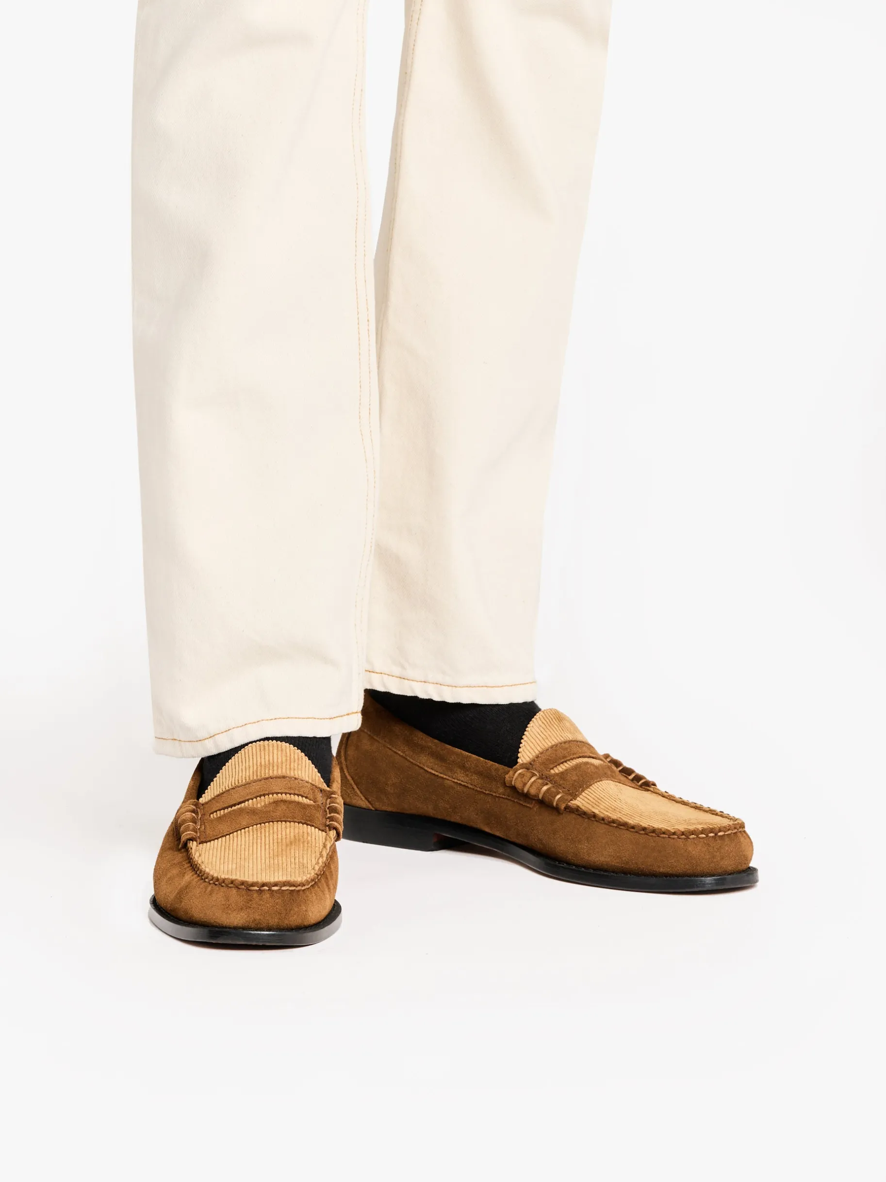 Clearance Weejuns Larson Penny Loafers Dark Brown Suede and Brown Corduroy Penny Loafers