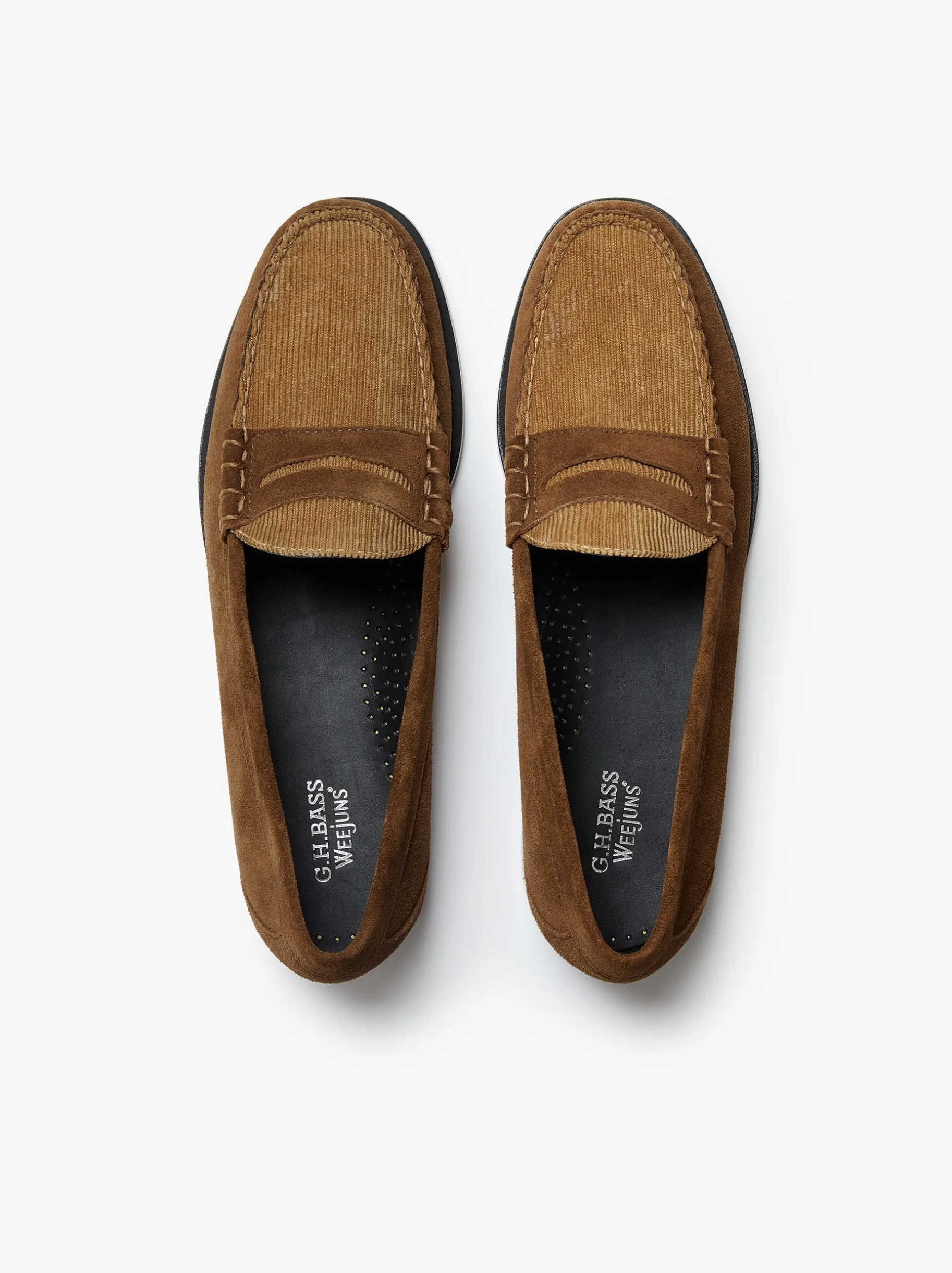 Clearance Weejuns Larson Penny Loafers Dark Brown Suede and Brown Corduroy Penny Loafers