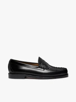 Discount Weejuns Larson Weave Loafers Black Leather Penny Loafers