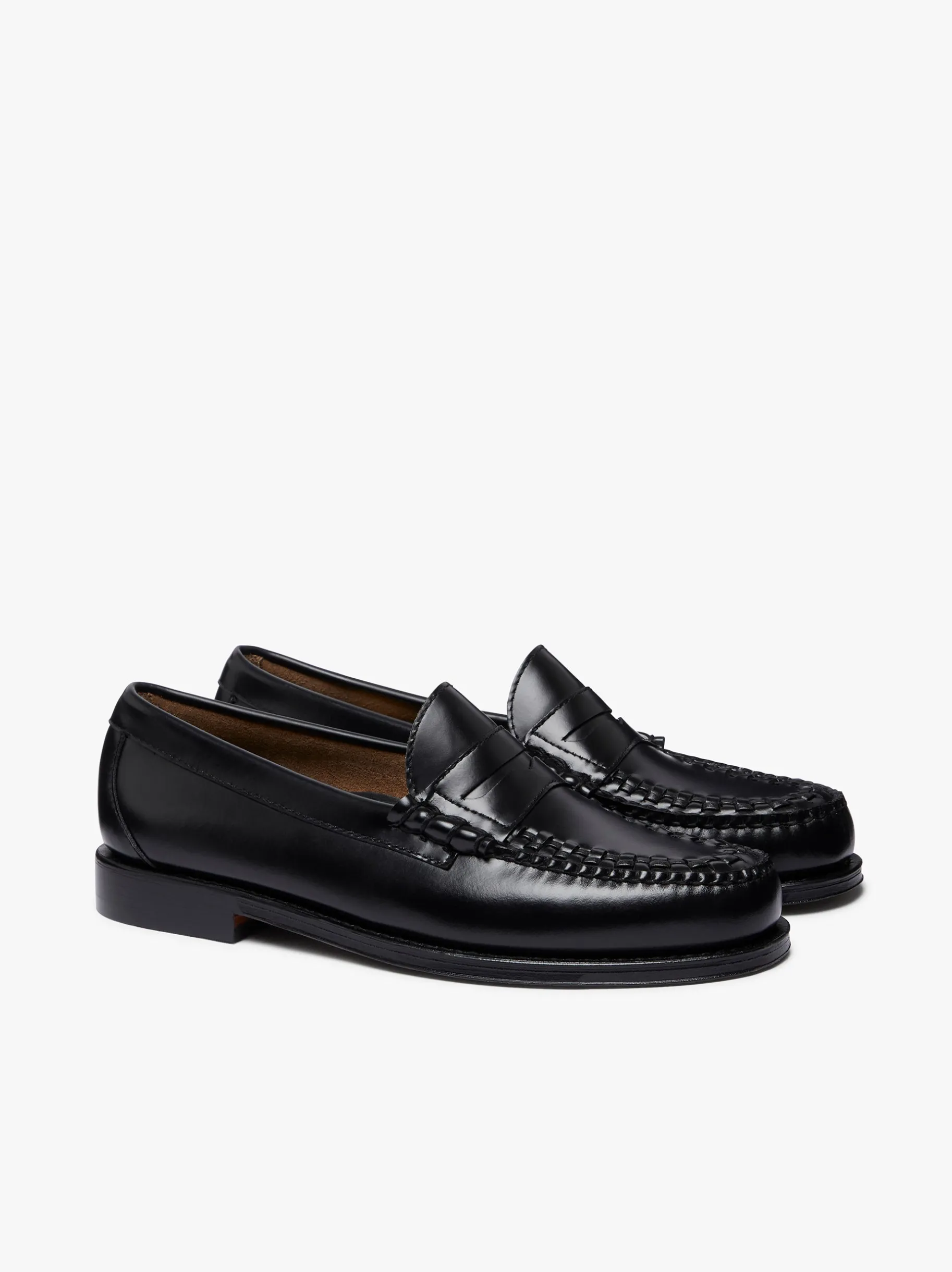 Discount Weejuns Larson Weave Loafers Black Leather Penny Loafers