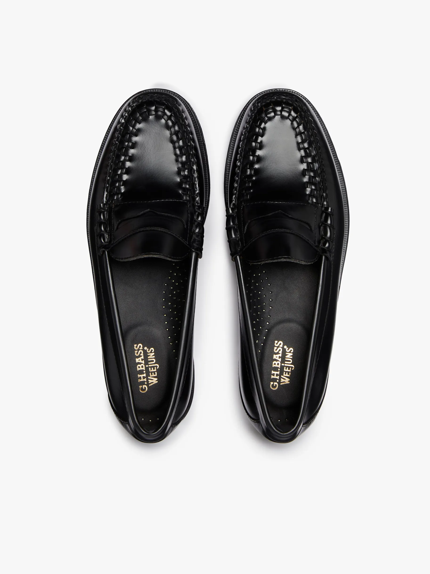 Discount Weejuns Larson Weave Loafers Black Leather Penny Loafers