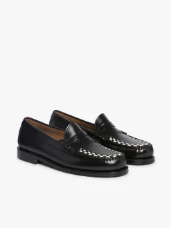 Weejuns Larson Weave Loafers Black & White Leather Penny Loafers