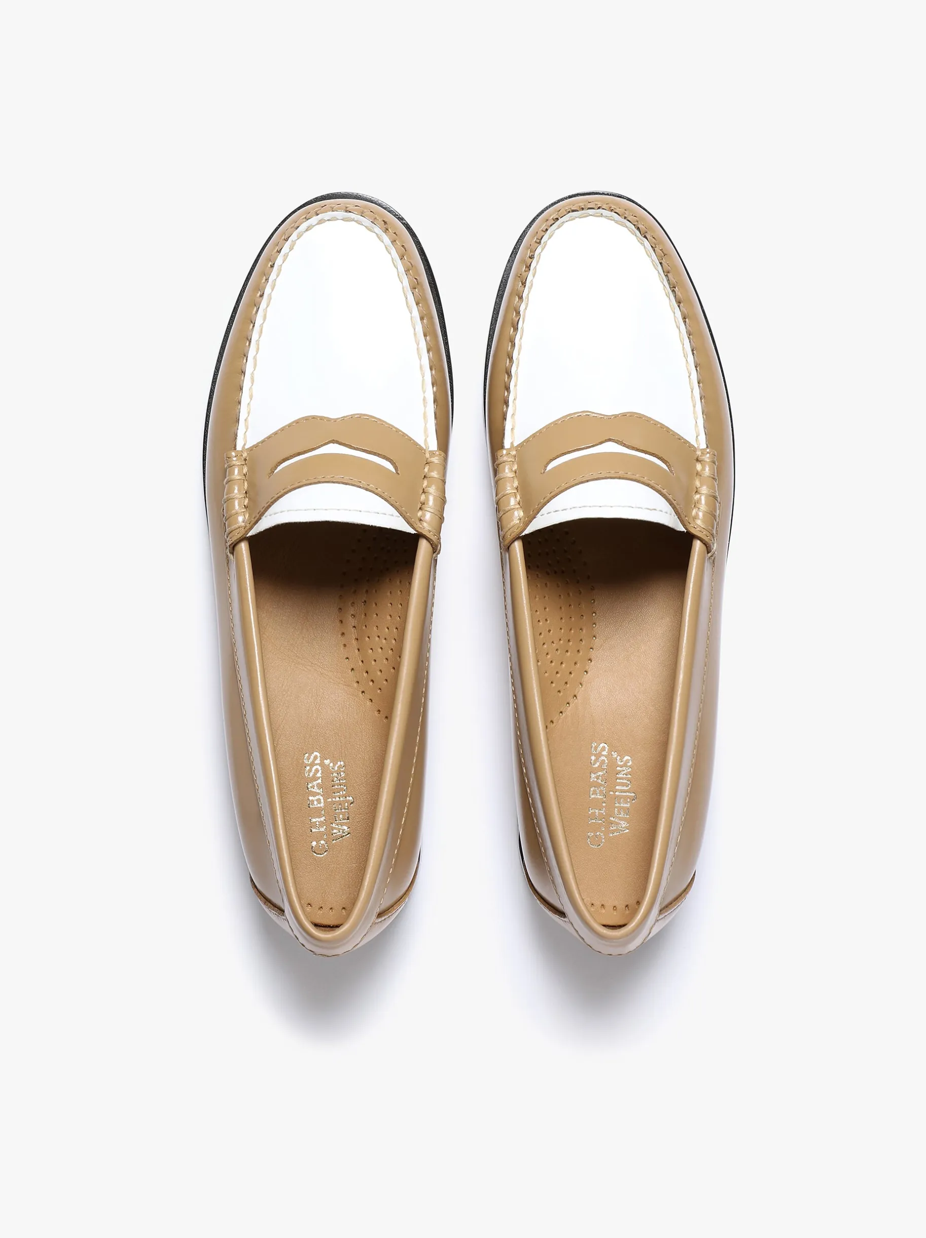 Outlet Weejuns Penny Loafers Beige and white soft leather Women Penny Loafers