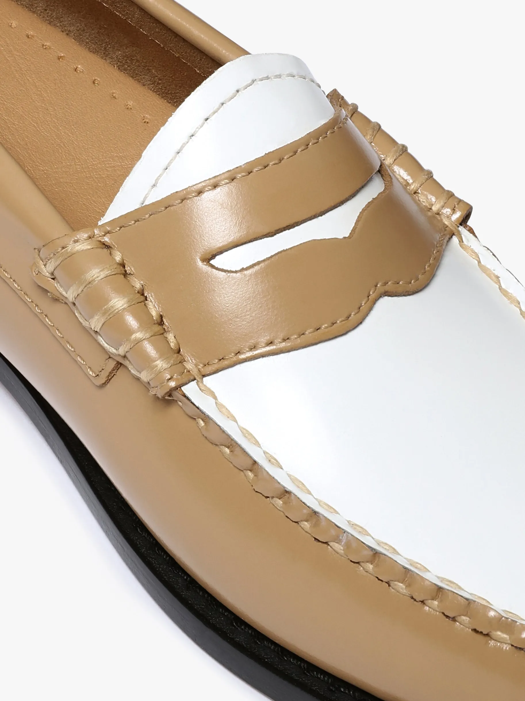 Outlet Weejuns Penny Loafers Beige and white soft leather Women Penny Loafers