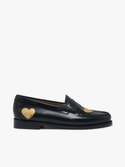 Best Weejuns Penny Love Loafers Black Leather Women Penny Loafers