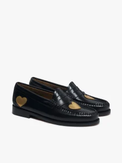 Best Weejuns Penny Love Loafers Black Leather Women Penny Loafers