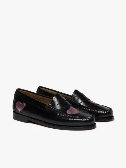 Discount Weejuns Penny Love Loafers Black & Pink Leather Women Penny Love