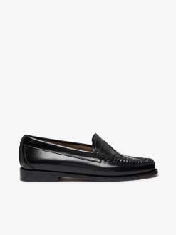 Weejuns Penny Weave Loafers Black Leather Women Penny Loafers