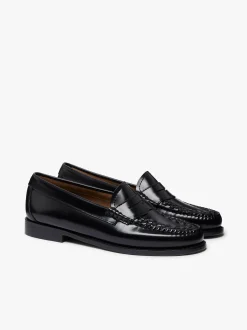 Weejuns Penny Weave Loafers Black Leather Women Penny Loafers