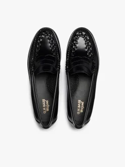 Weejuns Penny Weave Loafers Black Leather Women Penny Loafers