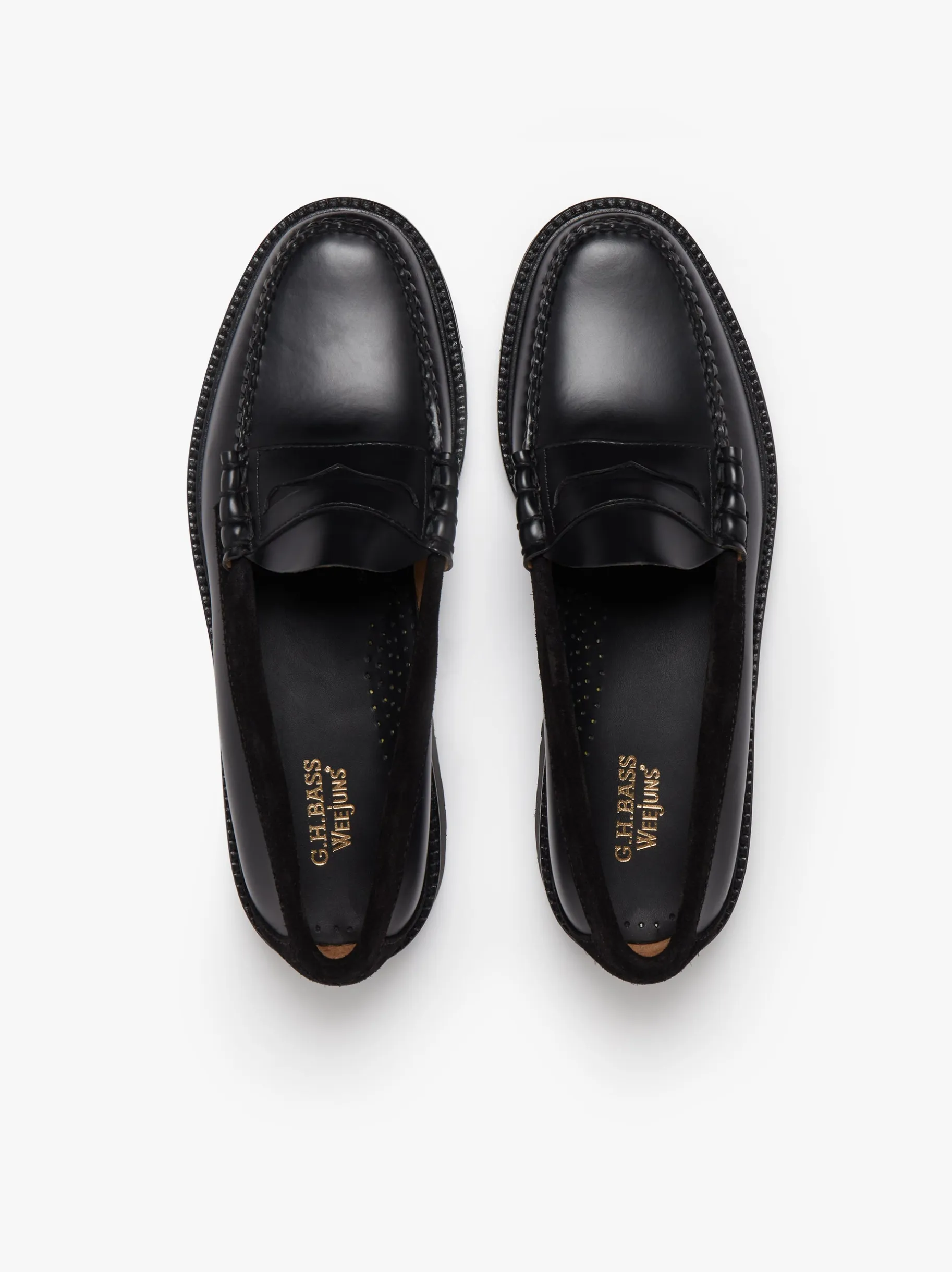 Best Weejuns 90's Larson Penny Loafers Black Leather & Suede Chunky Loafers