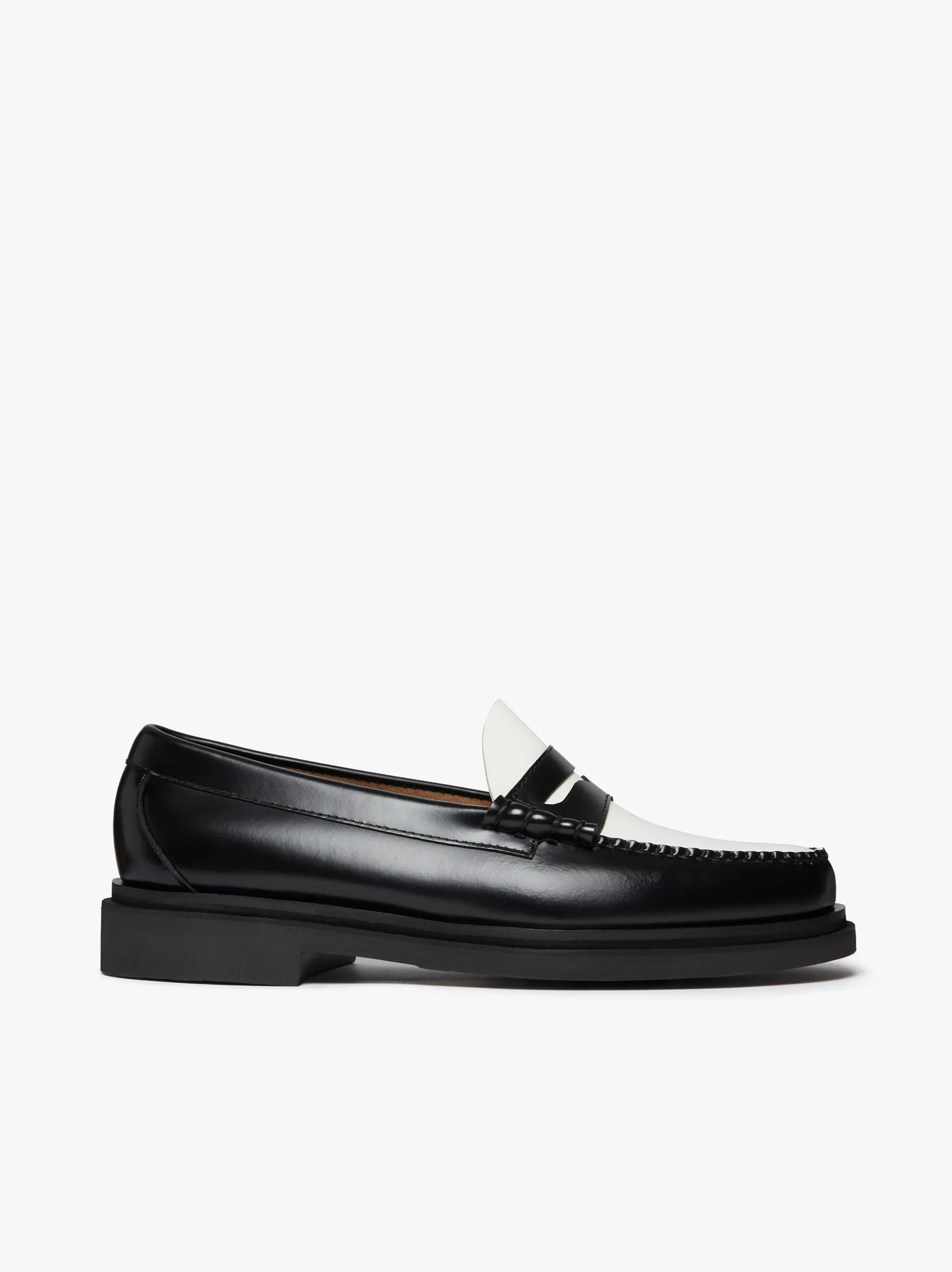 Hot Weejuns Step Larson Penny Loafers Black & White Leather Penny Loafers