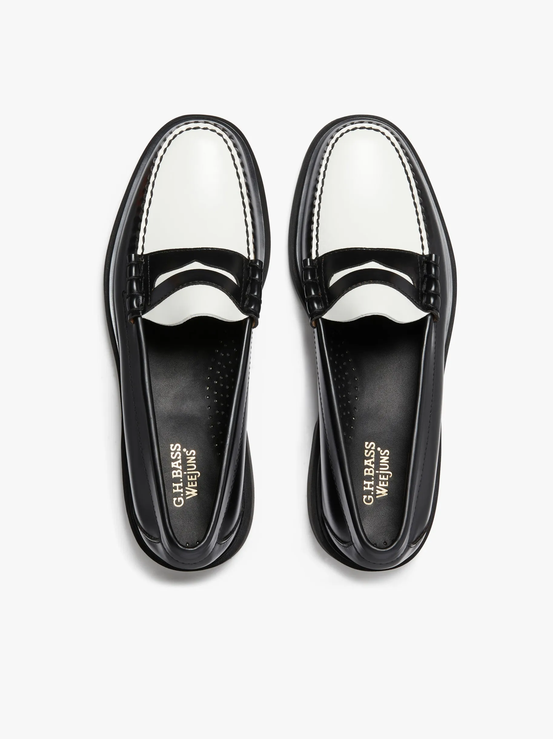 Hot Weejuns Step Larson Penny Loafers Black & White Leather Penny Loafers