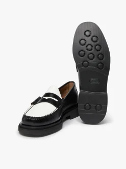 Hot Weejuns Step Larson Penny Loafers Black & White Leather Penny Loafers