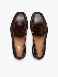 New Weejuns Step-Lug Larson Penny Loafers Chocolate Pull Up Leather Penny Loafers