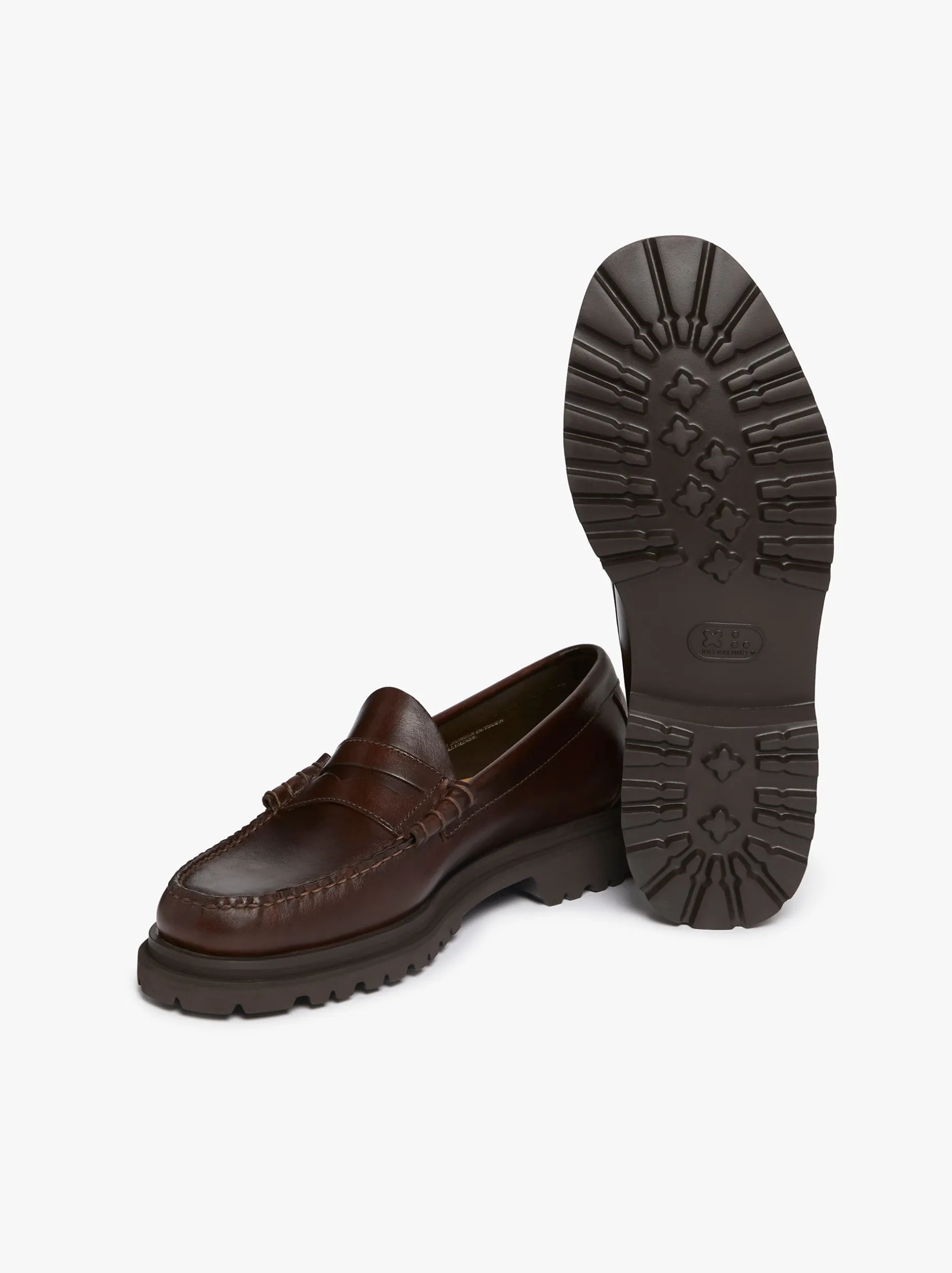 New Weejuns Step-Lug Larson Penny Loafers Chocolate Pull Up Leather Penny Loafers