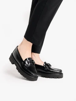 Best Weejuns Super Lug Lianna Super Bit Loafers Black Leather Women Penny Loafers