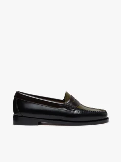New Weejuns Tricolour Penny Loafers Black, Chocolate & Green Leather Women Penny Loafers