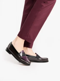Clearance Weejuns Tricolour Penny Loafers Dark Brown, Black & Plum Leather Women Penny Loafers